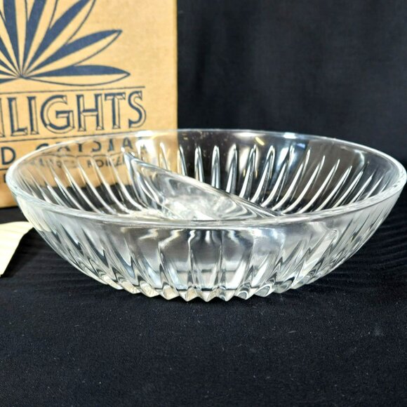 Princess House Highlights Lead Crystal Divided Relish Bowl 2-Part Dish 870 - Picture 2 of 7